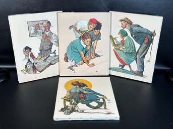 A Grouping Of Vintage Norman Rockwell Prints On Stretched Canvas (Includes Original Frames)