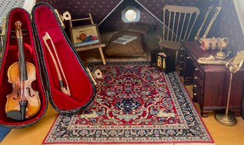 Fine Vintage Dollhouse Furniture - Music And Art Studio