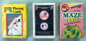 Lot Of 3 Vintage 1960s - 1970s Decks Of Playing Cards Including Official New York Yankees Deck