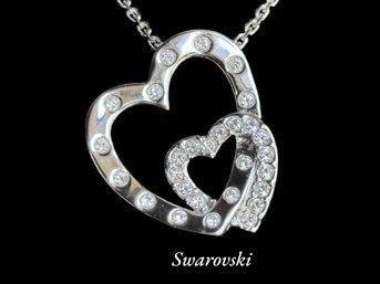 Swarovski Double Heart With Crystal Accents Pendant Necklace