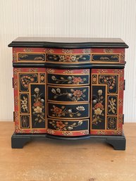 Black And Red Tibetan Flower Jewelry Chest Chinoiserie