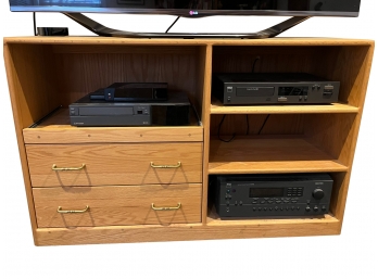 Handcrafted Oak Entertainment Unit - Many Uses With Drawers  48'L Made In Vermont Orig. $1160