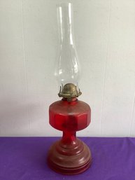 Red Glass Oil Lamp