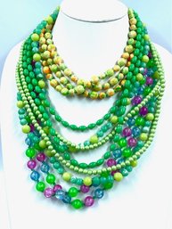 Collection Of Assorted Vintage Green Tone Costume Necklaces Estate Fresh