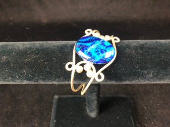 Blue Stone Metal Wire Bracelet