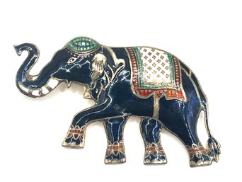 Vintage Siam Sterling Silver Multi Color Elephant Brooch