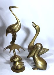 Lot Four Vintage Solid Brass Bird Figures