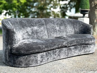 A Vintage Art Deco Style Sofa In Crushed Velvet - AS IS