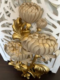 Mid Century Syroco Cream And Gold Chrysanthemum In Bloom Dimensional