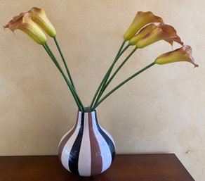 Johnathan Adler Happy Homes Bulbous Vase With Faux Calla Lillies