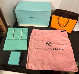 Tiffany & Co Show Box, Gift Box, Bag & Louis Castel Paris Tote Bag & Francesco Bia Sia Pink Bag. 212 / B1