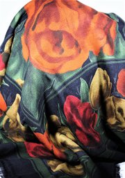 Black And Rose Decorated Blend Fashionable Large Scarf 44' X 44'