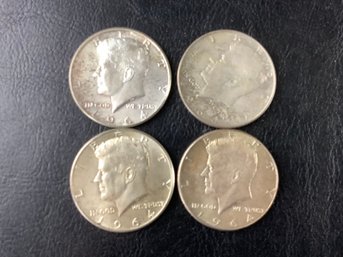 4 - 1964 Kennedy Half Dollars (90 Percent Silver)