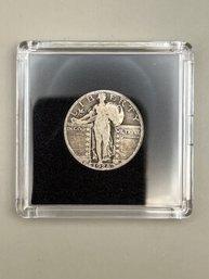 1928 Standing Liberty Silver Quarter In Plastic Case