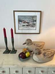 Beautiful Framed Watercolor By Artist Ingrid Russell Depicting A Barn In The Winter Landscape