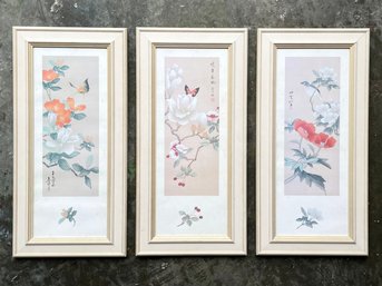 A Trio Of Elegantly Framed Chinese Botanical Prints