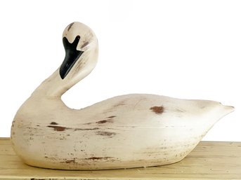 A Vintage Hand Carved And Painted Swan - COI On Base
