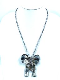 Large Figural Vintage Elephant Pendant Necklace