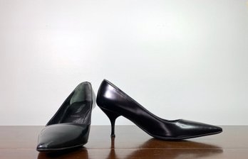 PRADA - Black Leather Heels Size 35.5
