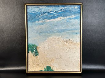 A Vintage Original Painting, Seaside Landscape, Framed