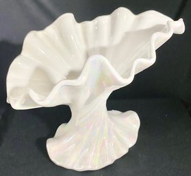 Vintage Ceramic Iridescent White Vase