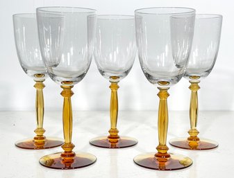 A Set Of 7 Hand Blown Glass Wine Goblets From Bergdorf Goodman
