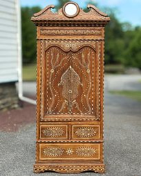 A Vintage Moroccan Mother Of Pearl Inlay Cabinet