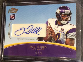 2010 Topps Prime Joe Webb Rookie Autograph Card 8/25 - K