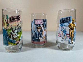 3 Vintage Burger King Star Wars Glasses