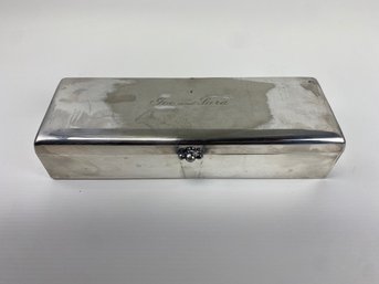 Mid-Century Silver Plated Hinged Lid Cigarette Box