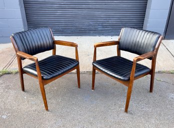 Pair Of Mid Century Walnut Armchairs By Stout Chair Co