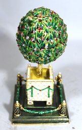 Enamel And Jeweled Music Box Of A Tree With Singing Bird Automaton