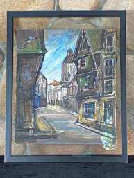 German Street Scene Artwork And Glass Frame