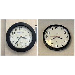 Seth Thomas And Quill School House Clocks  Battery Operated   12'D And 9-3/4' D Home School Office