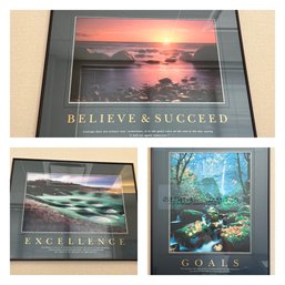 Motivational Framed Posters - Lot A  Excellence, Goals, Believe & Succeed  30x24 School Gym