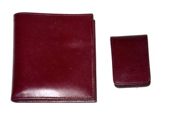 Swank Burgundy Leather Bifold Wallet  & Matching Magnetic Money Clip - From A Salesman's Display Case - Lot 2