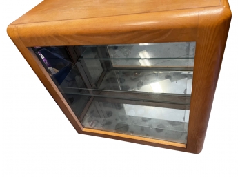 Blonde/light Wood  Light Up Display Cabinet /curio With 2 Shelves