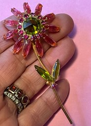 Big Beautiful Vintage Flower Pin - 3 1/4' Long