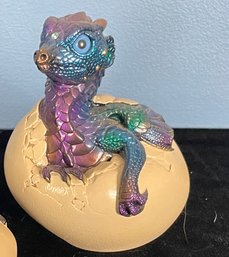Windstone Editions Empress Baby Dragon Egg Hatchling Dragon Figurine Peacock Blue