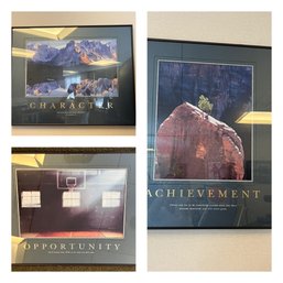 Motivational Framed Posters Lot B - Opportunity, Achievement, Character 30' X 24' School, Gym