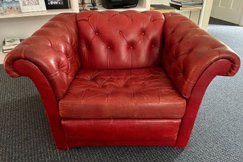 Fabulous Vintage Red Leather Chesterfield Chair - Imported From France