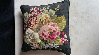 Floral Needle Point Throw Pillow