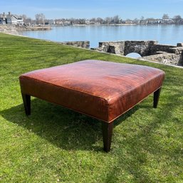 A Square Embossed Leather Ottoman - Loc B