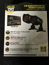 NIght Owl 2 Hi-Resolution 600 TVL Security Cameras With 50 Ft Of Night Vision- NEW