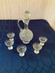 Cut Glass Decanter And Cups