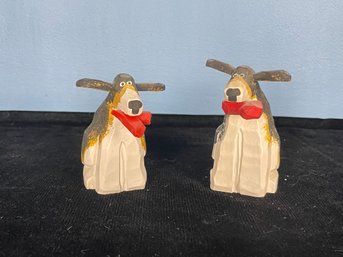 Pair Of Floppy Earred Dog Figurines Numbered