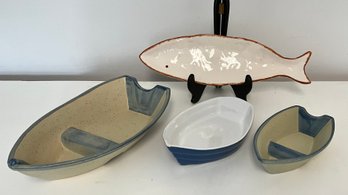 Cute Boat Serving Bowls & Fish Platter