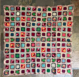 Crocheted Granny Square Throw Blanket