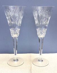 Jim Stacey 5/7/98 Waterford Crystal Millenium Series Five Toast's- PROSPERITY Fluted Champagne Pair- COA Lot 2