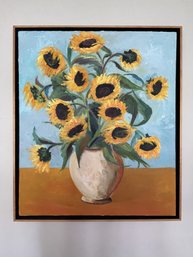 AN ORIGINAL PAINTING OF SUNFLOWERS SIGNED N. MILLER